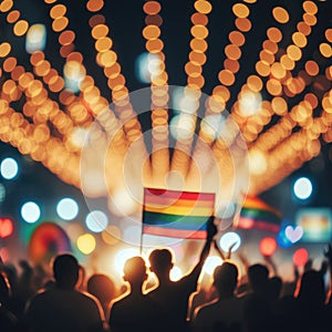 Person makes a heart sign during gay pride parade march