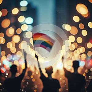 Person makes a heart sign during gay pride parade march