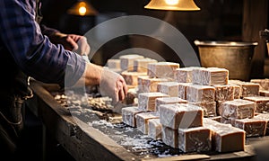Person Making Soaps on Table