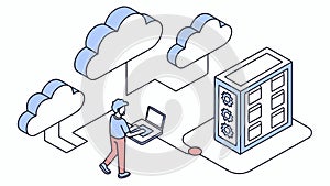 Person Managing Cloud Server, IT Administration Control, vector design Generative AI