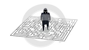 Person in Maze Icon: Problem Solving and Challenge, vector design Generative AI