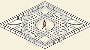 Person in Maze, Problem Solving & Challenges, vector design Generative AI