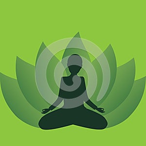 Person meditating in lotus position in harmony in nature