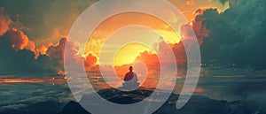 Person Meditating And Seeking Spiritual Enlightenment During A Moment Of Awakening