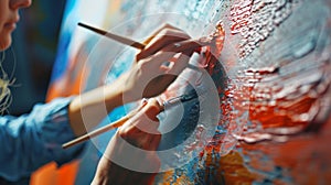 Artist Creating a Colorful Masterpiece.AI generated image photo