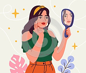 Person with mirror vector concept