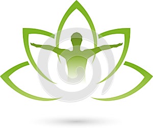 Person in motion and leaves, wellness and naturopathic logo