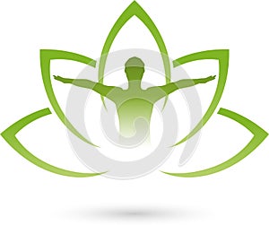 Person in motion and leaves, wellness and naturopathic logo photo