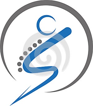 Person in motion and spine, Naturopath and Chiropractor logo, orthopedics and massage logo, icon