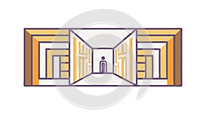 Person Navigating a Complex Maze, Challenge and Self-Discovery, vector design Generative AI