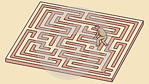 Person Navigating a Complex Maze Labyrinth, vector design Generative AI