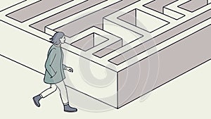 Person Navigating Complex Maze: Problem-Solving Challenge Vector, vector design Generative AI