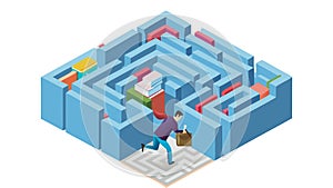 Person Navigating Complex Maze Vector Problem Solving, vector design Generative AI