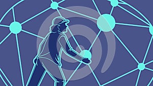 Person Navigating Interconnected Data Network Vector, vector design Generative AI