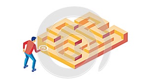Person Navigating Labyrinth, Complex Problem Challenge Vector, vector design Generative AI