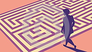Person Navigating a Maze, Challenge and Problem-Solving Vector Art, vector design Generative AI