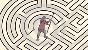 Person Navigating Maze, Problem Solving Challenges, vector design Generative AI