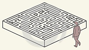 Person Navigating Maze Puzzle Challenge Problem Solving Vector, vector design Generative AI
