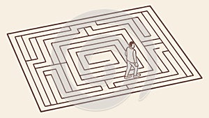 Person Navigating Maze Puzzle Problem Solving Vector Art, vector design Generative AI