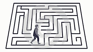 Person Navigating Rectangular Maze Challenge, vector design Generative AI