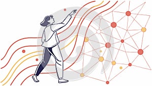 Person with Network Data Globe Connection Tech, vector design Generative AI