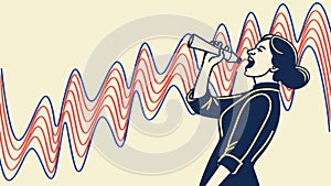 Person Observing Wavy Patterns Through a Telescope, vector design Generative AI