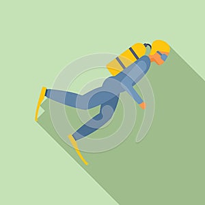 Person ocean diving icon flat vector. Energetic oxygen