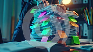 The stack of organized documents.AI generated image