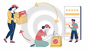 Person Packing Orders, E-commerce Fulfillment, vector design Generative AI