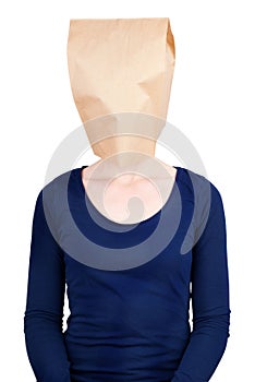 Person with a paper bag head