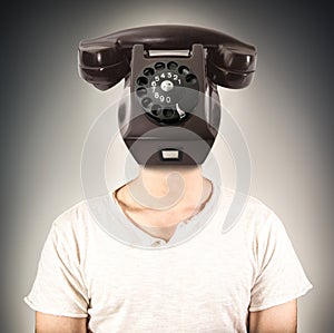 Person with a phone in place of head