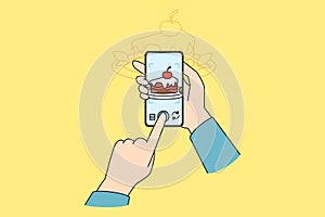 Person photograph food on cellphone