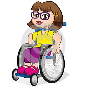 Person Physically disabled girl in a wheelchair with tracheostomy tube