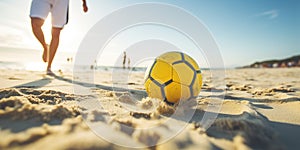 Person playing beach soccer, concept of Sportsmanship