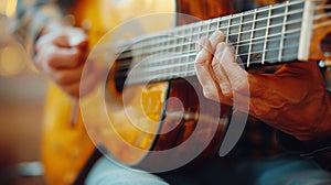 Person Playing Guitar Close Up