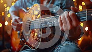 Person Playing Guitar Close Up