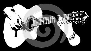 Person playing guitar high contrast graphic