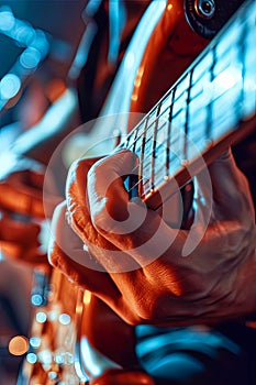 Person Playing Guitar Up Close