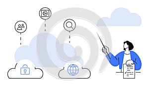 Cloud Computing Concept with Data Security, Global Connectivity, and User Access Control