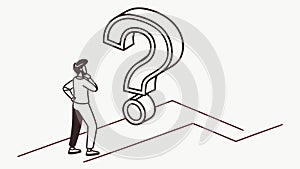 Person Pondering Question Mark, Problem Solving, Critical Thinking, Uncertainty, vector design Generative AI