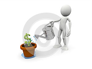 Person pouring Dollar Symbol