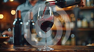 Person Pouring Red Wine Into Wine Glass