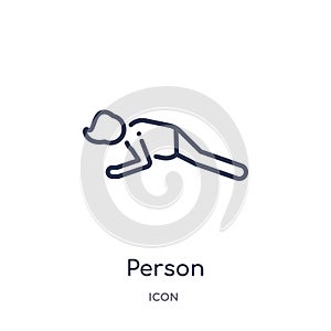 person practicing a strengthen posture icon from people outline collection. Thin line person practicing a strengthen posture icon