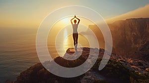 The person practicing yoga. AI generated