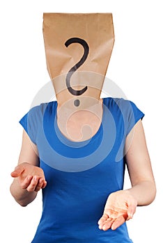 Person with a question mark as head