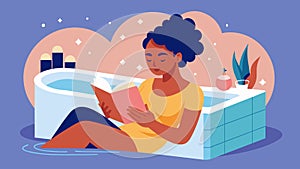 A person reading a book while soaking in a warm bath exemplifying the need for relaxation and downtime in a balanced photo