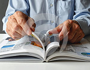 Person Reading and Highlighting in a Book