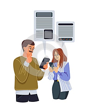 Person reading news vector concept