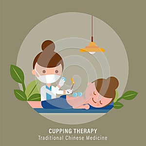 Cupping therapy illustration. Traditional chinese medicine