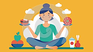 A person recovering from an eating disorder learns to reintroduce food in a mindful way paying attention to their bodys photo